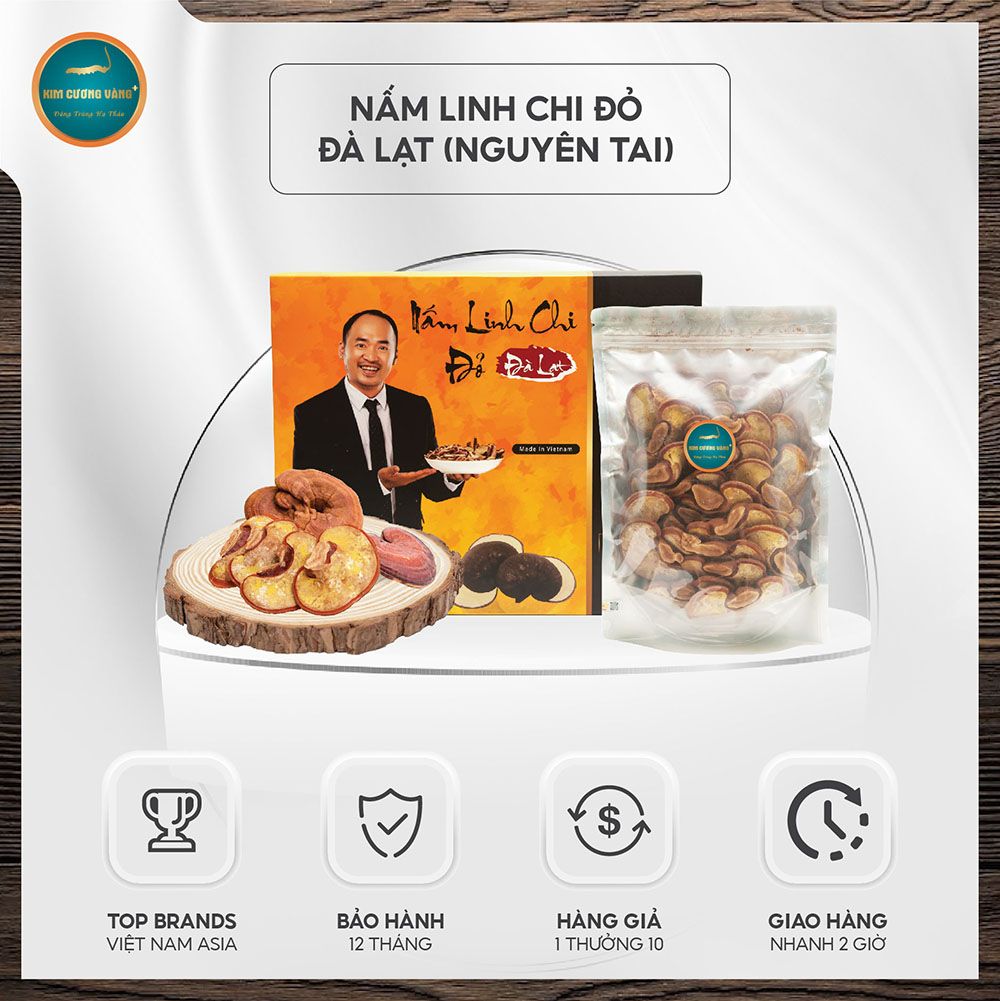 Nấm Linh Chi Đỏ Đà Lạt Nguyên Tai (Hộp 250g)