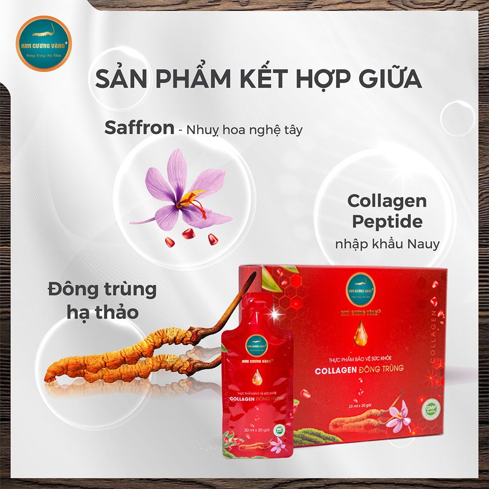 Collagen Đông Trùng Hạ Thảo Saffron KCV (Hộp 20 gói 20ml)