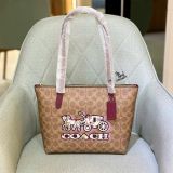  Túi Tote Coach Fiona Zip Tote Bag Màu Nâu Nhạt Logo 