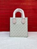 Túi Đeo Chéo Michael Kors MK Mercer Extra-Small Logo and Leather Crossbody Bag Trắng Logo Viền Hồng 