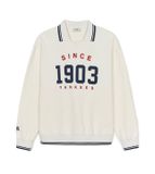  Áo Nỉ Sweat Polo MLB Sportive Varsity Over Fit Polo Sweatshirts NEW YORK YANKEES Màu Trắng 3AMTV0844-50CRS 