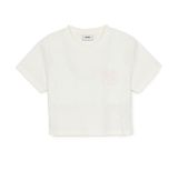  Áo Crop Top MLB Women`S Classic MONOGRAM Jacquard Crop T Shirts NEW YORK YANKEES 3FTSM0153-50IVS Màu Trắng 