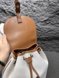  Balo Mini WHOAU Canva Màu Trắng Viền Nâu 
