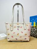  Túi Tote Coach Small City Tote With Snail Print CV269 Màu Trắng Kem 