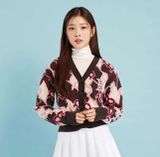  Áo Khoác Cardigan MLB Argyle Monogram Crop Cardigan Boston Red Sox 3FKCY0124-43WIS Màu Đỏ Hồng 