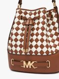  Túi Đeo Chéo Michael Kors MK Outlet Reed Belted Bucket Crossbody Màu Nâu Trắng 