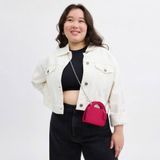  Túi Đeo Chéo Mini Coach Top Handle Card Case Màu Hồng CU319 