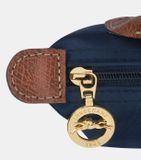  Túi Xách Longchamp Le Pliage Original Pouch With Handle Navy - Recycled Canvas Size Mini Màu Xanh Navy Nắp Nâu 