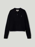  Áo Polo Len WHOAU Cable Button Collar Neck Pullover Màu Navy WHKAE4V74F 