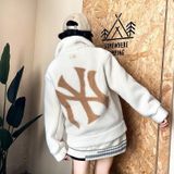  Áo Khoác Lông MLB MLB lamb velvet jacket autumn and winter for men and women NY large standard sports casual warm couple jacket 3AFDB0326 Màu Trắng 
