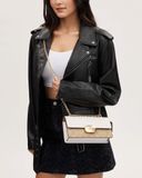  Túi Đeo Chéo Đeo Vai Coach Eliza Flap Crossbody Bag In Signature Canvas CP009 Trắng logo 