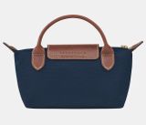  Túi Xách Longchamp Le Pliage Original Pouch With Handle Navy - Recycled Canvas Size Mini Màu Xanh Navy Nắp Nâu 