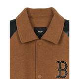  Áo Khoác Bomber MLB Wool Biglux Varsity Jacket Boston Red Sox 3AJPM1146-43CAD Màu Nâu Tay Da Đen 