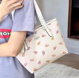 Túi Tote Coach Small City Tote With Snail Print CV269 Màu Trắng Kem 