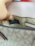  Túi Đeo Chéo Michael Kors MK Mercer Extra-Small Logo and Leather Crossbody Bag Trắng Logo Viền Hồng 
