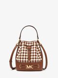  Túi Đeo Chéo Michael Kors MK Outlet Reed Belted Bucket Crossbody Màu Nâu Trắng 