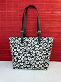  Túi Tote Michael Kors MK Jet Set Medium Double Pocket Tote Tote Bag Màu Đen Hoa Trắng 