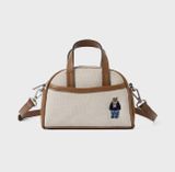  Túi Đeo Chéo WHOAU Steve Canvas 2 Way Mini Bag WHBGF2213A Màu Trắng Viền Nâu 