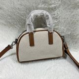  Túi Đeo Chéo WHOAU Steve Canvas 2 Way Mini Bag WHBGF2213A Màu Trắng Viền Nâu 