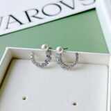  Khuyên Tai, Bông Tai Swarovski Matrix hoop earrings Crystal pearl, Round cut, White, Rhodium plated - 5692260 