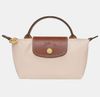 Túi Xách Longchamp Le Pliage Original Pouch With Handle Paper - Recycled Canvas Size Mini Màu Trắng Ngà Nắp Nâu