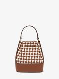  Túi Đeo Chéo Michael Kors MK Outlet Reed Belted Bucket Crossbody Màu Nâu Trắng 