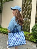  Túi Tote MLB Cube Monogram Medium Tote Bag LA Dodgers Blue 3AORM042N 