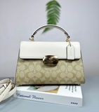  Túi Xách Coach Eliza Top Handle In Signature Canvas Màu Trắng Kem Cw012 