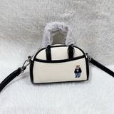  Túi Đeo Chéo WHOAU  Steve Canvas 2 Way Mini Bag WHBGF2213A Màu Trắng Viền Đen 