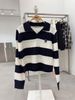 Áo Polo Len Whoau Sọc Ngang Màu Xanh Navy