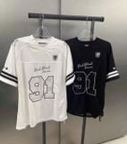  Áo Phông BadBlood Crochet 91 Football Jersey Large Fit w-tee24-072 Màu Trắng / Đen 