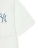  Áo Phông MLB Denimlike MONOGRAM Big Lux Over Fit T Shirts NEW YORK YANKEES 3ATSM0953-50IVS Màu Trắng 