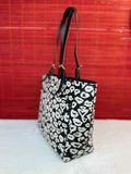  Túi Tote Michael Kors MK Jet Set Medium Double Pocket Tote Tote Bag Màu Đen Hoa Trắng 