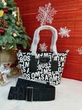  Túi Tote Marc Jacobs 4S4HTT006H02 Satchel Chữ Đen Trắng 