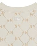  Áo Sweat MLB Dia Monogram Jaquard Tonal Blocking Sweatshirts New York Yankees 3Amtm0951-50Ivs Màu Trắng 