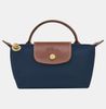 Túi Xách Longchamp Le Pliage Original Pouch With Handle Navy - Recycled Canvas Size Mini Màu Xanh Navy Nắp Nâu