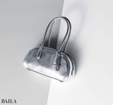  Túi Xách Michael Kors MK Lulu Small Metallic Leather Satchel Màu Bạc 