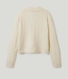  Áo Len Polo WHOAU Cable Button Collar Neck Pullover Màu Trắng WHKAE4V74F 