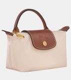  Túi Xách Longchamp Le Pliage Original Pouch With Handle Paper - Recycled Canvas Size Mini Màu Trắng Ngà Nắp Nâu 