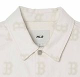  Áo Sơ Mi MLB Denim Boston Red Sox 3ADRM0131-43CRS Màu Trắng Xám 