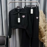  Set Bộ Nỉ 3 Món NERDY Trái Tim Hồng Màu Đen 