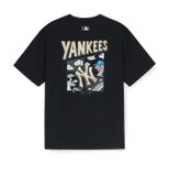  Áo Phông MLB New Year Snake Cartoon Graphic Over Fit T-Shirts New York Yankees 3Atsq0251-50Bks Màu Đen 