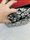  Túi Tote Michael Kors MK Jet Set Medium Double Pocket Tote Tote Bag Màu Đen Hoa Trắng 