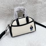  Túi Đeo Chéo WHOAU  Steve Canvas 2 Way Mini Bag WHBGF2213A Màu Trắng Viền Đen 