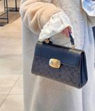  Túi Xách Coach Eliza Top Handle In Signature Canvas Brown Black Cw012 