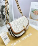  Túi Đeo Vai Michael Kors MK Mila Small Empire Signature Logo Shoulder Bag Màu Trắng Logo 