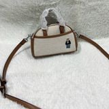  Túi Đeo Chéo WHOAU Steve Canvas 2 Way Mini Bag WHBGF2213A Màu Trắng Viền Nâu 