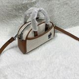  Túi Đeo Chéo WHOAU Steve Canvas 2 Way Mini Bag WHBGF2213A Màu Trắng Viền Nâu 