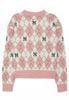  Áo Khoác Cardigan MLB Womens Argyle Monogram All Over Crop Cardigan New York Yankees 3Fkcm0134 