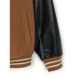  Áo Khoác Bomber MLB Wool Biglux Varsity Jacket Boston Red Sox 3AJPM1146-43CAD Màu Nâu Tay Da Đen 